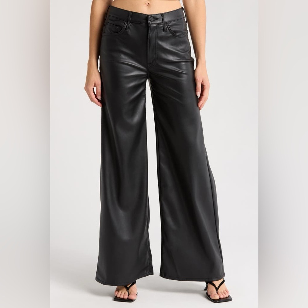 Mother The Undercover Faux Leather Wide Leg Pants Wax‎ On Wax Off Sz 30 Classic